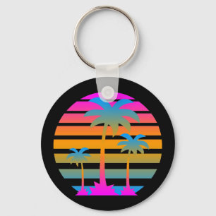 COREY TIGER RETRO SUNSET PALM TREES SLEUTELHANGER