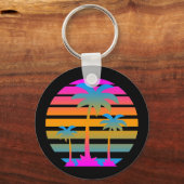 COREY TIGER RETRO SUNSET PALM TREES SLEUTELHANGER (Voorkant)