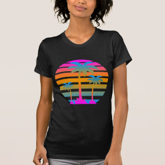 COREY TIGER RETRO SUNSET PALM TREES T-SHIRT