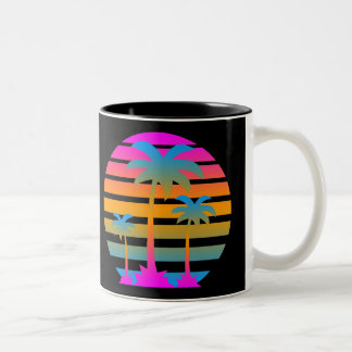COREY TIGER RETRO SUNSET PALM TREES TWEEKLEURIGE KOFFIEMOK