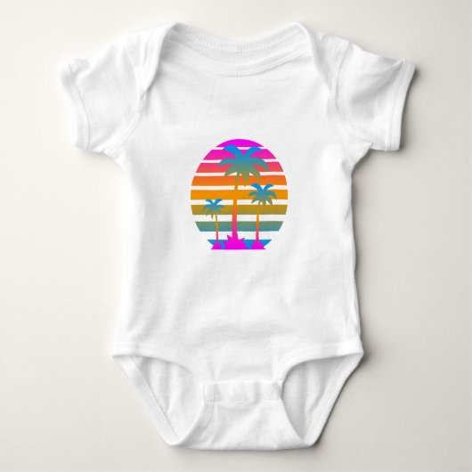 COREY TIGER RETRO ZONSONDERGANG PALMBOMEN ROMPER (Voorkant)