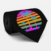COREY TIGER RETRO ZONSONDERGANG PALMBOMEN STROPDAS (Opgerold)