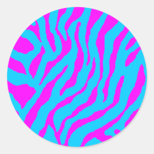 COREY TIJGER 80'er JAREN RETRO TIJGERSTREPEN ROZE  Ronde Sticker