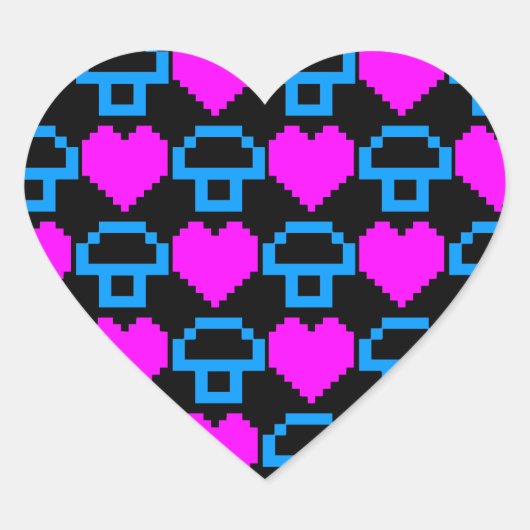 Corey Tijger 80s 8-bit Paddenstoelen Harten Hart Sticker (Voorkant)