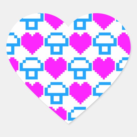 Corey Tijger 80s 8-bit Paddenstoelen Harten Hart Sticker (Voorkant)