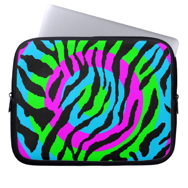 Corey Tijger 80s Neon Tijgerprint Laptop Sleeve (Voorkant)