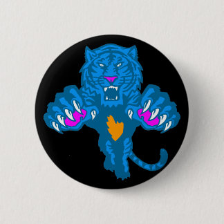 Corey Tijger 80s Vintage Felle Aanvallende Tijger Ronde Button 5,7 Cm