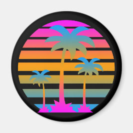 COREY TIJGER RETRO ZONSONDERGANG PALMBOMEN MAGNEET