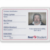 Corey's eerste studentenbadge sticker (Voorkant)