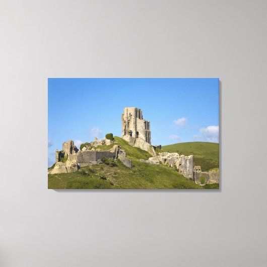 Corfe Castle, Corfe, Dorset, Engeland Canvas Afdruk (Voorkant)