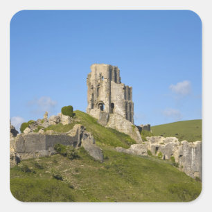 Corfe Castle, Corfe, Dorset, Engeland Vierkante Sticker