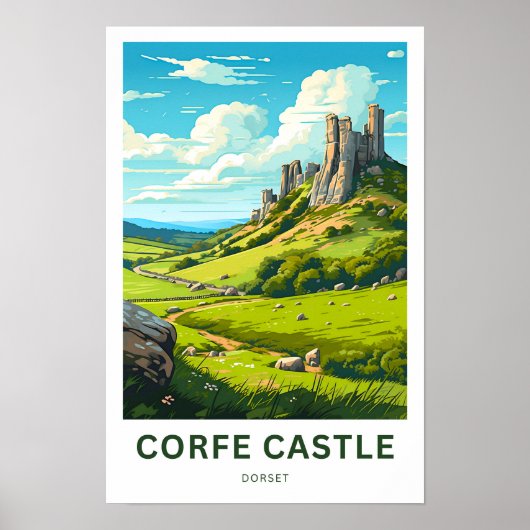 Corfe Castle Dorset Reisprint Poster (Voorkant)