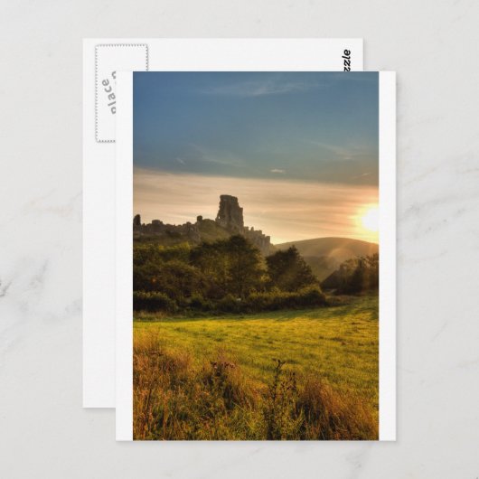 Corfe Castle Sunrise Briefkaart (Voorkant / Achterkant)