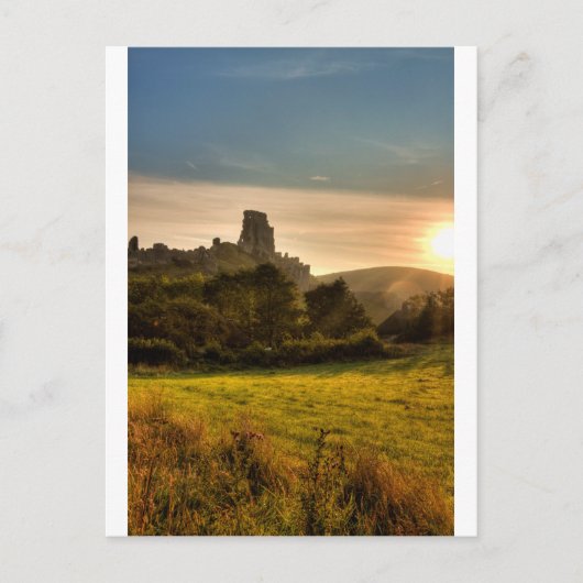 Corfe Castle Sunrise Briefkaart (Voorkant)