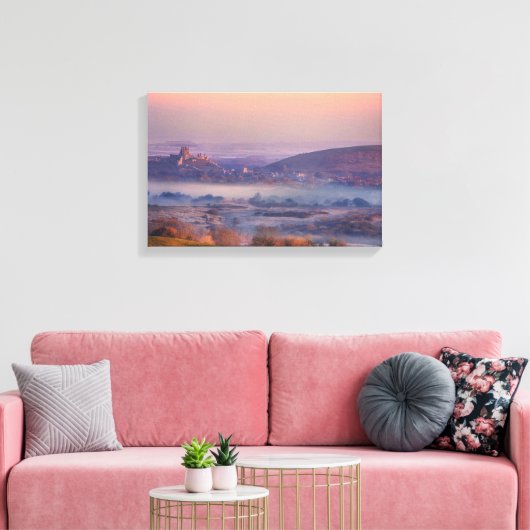 Corfe Castle Sunrise Canvas Afdruk (Insitu (Woonkamer))