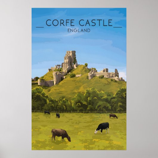 Corfe Castle Travel Poster (Voorkant)