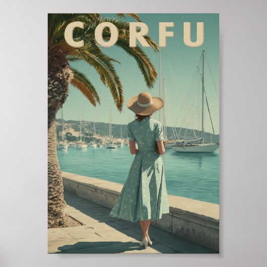 Corfu 50s vintage reis poster (Voorkant)
