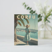 Corfu 50s vintage travel briefkaart (Staand voorkant)