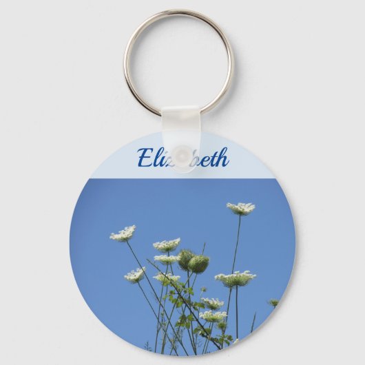 Corfu Cream Wildflower Button Sleutelhanger (Voorkant)