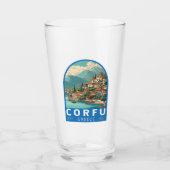 Corfu Greece Travel Art Emblem Glas (Voorkant)