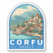 Corfu Greece Travel Art Emblem Sticker (Voorkant)