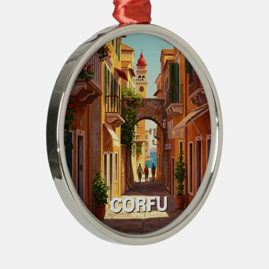 Corfu Greece Travel Metalen Ornament (Rechts)