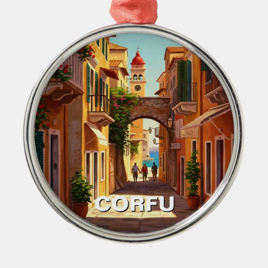 Corfu Greece Travel Metalen Ornament (Voorkant)