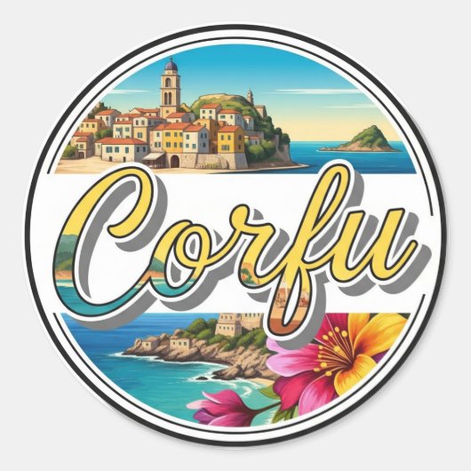Corfu Greece Travel Ronde Sticker (Voorkant)