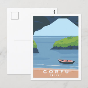 Corfu Griekenland Beroemde Reisplaats Illustratie Briefkaart