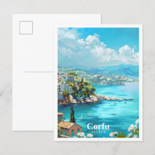 Corfu Griekenland Kunst Vintage Reizen Briefkaart