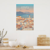 Corfu Griekenland Reisposter Poster (Keuken)