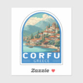 Corfu Griekenland Reizen Kunst Embleem Sticker (Vel)