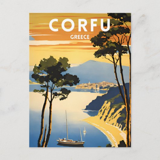 Corfu Griekenland Vintage Briefkaart (Voorkant)