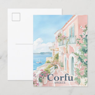 Corfu Griekenland Waterverf Schilderreis Briefkaart