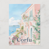 Corfu Griekenland Waterverf Schilderreis Briefkaart (Voorkant)