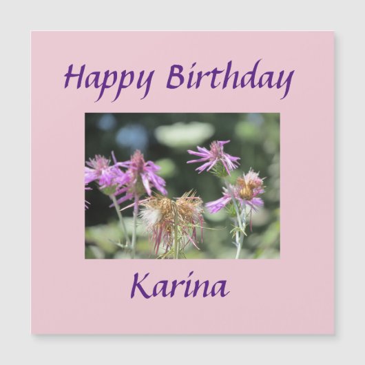 Corfu Lila wilde bloemen Birthday Magnetische Kaar (Voorkant)