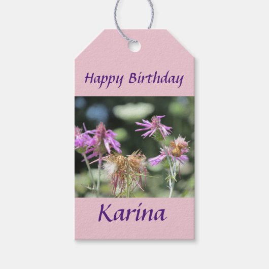 Corfu Lila wilde bloemen Cadeaulabel (Voorkant)