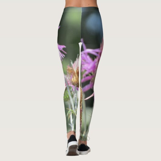 Corfu Lila wilde bloemen Leggings (Achterkant)