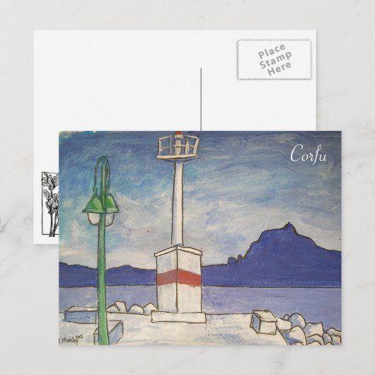 Corfu oud fort briefkaart (Voorkant / Achterkant)