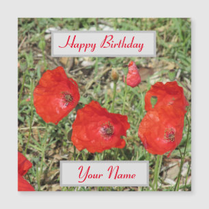 Corfu Red Poppies Magnetic Birthday Card