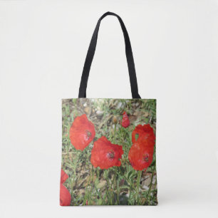 Corfu Red Poppies Tote Bag