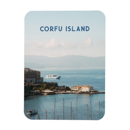 Corfu Stad Haven Uitzicht, Reizen Magneet (Verticaal)