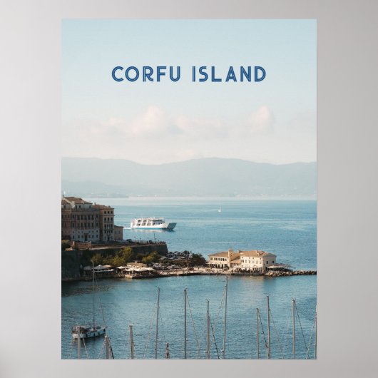 Corfu Stad Haven Uitzicht, Reizen Poster (Voorkant)