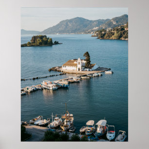 Corfu Stad Vlacherna Klooster Schilderachtig Poster