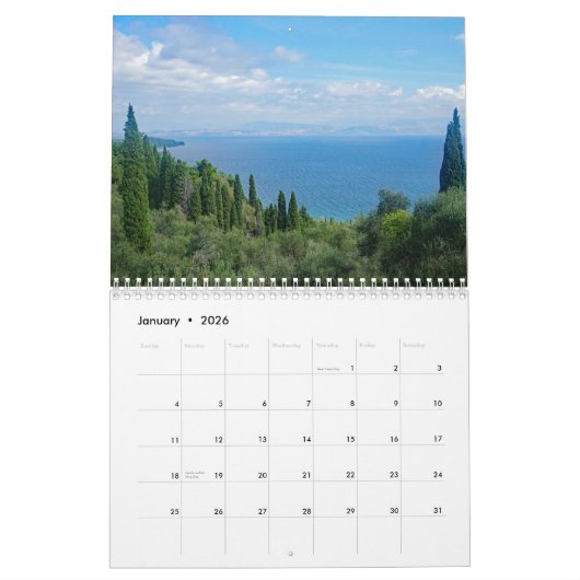 Corfu - uitzichten van het eiland kalender (Jan 2026)