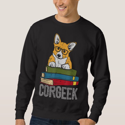 Corgeek Book Lover Welsh Corgi Funny Nerd Dog Love Trui (Voorkant)
