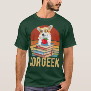 Corgeek Corgi Dog Book Reader First Day of T-shirt