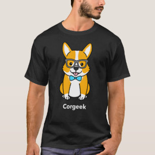 Corgeek Corgi Draagt Bril En Vlinderdas T-shirt