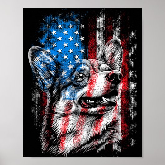 Corgi 4 juli Hondenliefhebber Mannen Vrouwen Ameri Poster (Voorkant)
