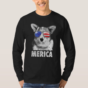 Corgi 4 juli Merica zonnebril Mannen USA Amerika T-shirt